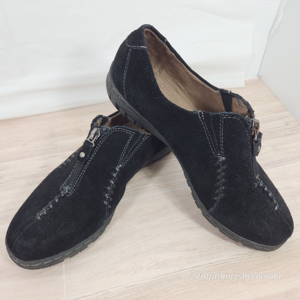 Natural Soul Naturalizer Suede Zip Leather Raconela Black Women's Shoe US Sz 7M